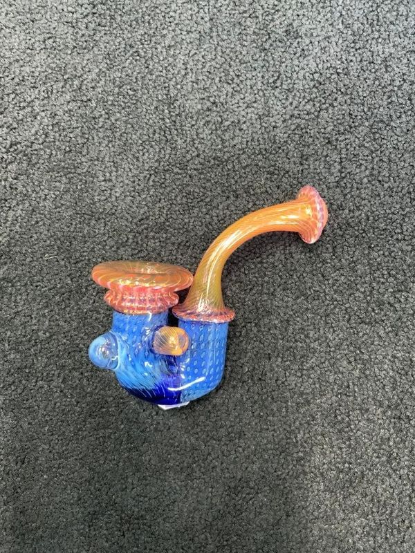 Kevin Beecher Pink Fumed Blue Bubble Trap Hand Pipe