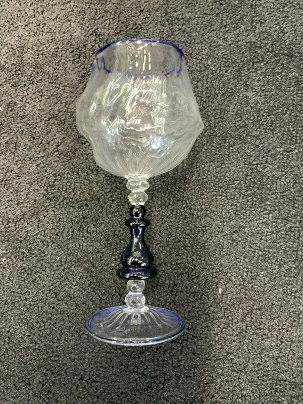 Kevin Beecher Blue Stem / Trim Wine Glass