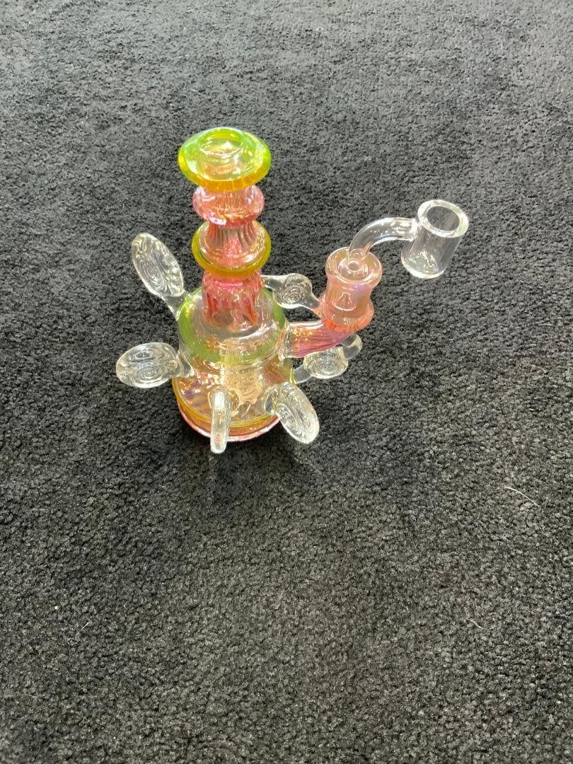Kevin Beecher Collaboration UV Pink/Green Stamp Waterpipe