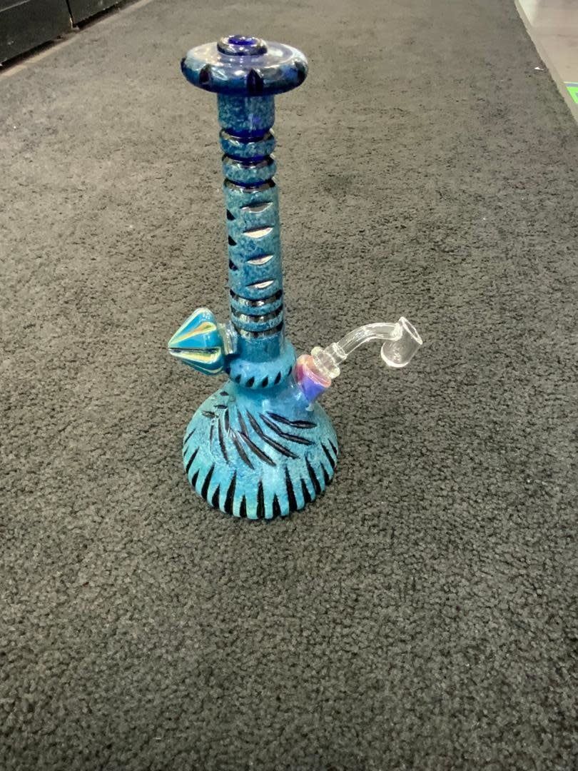 Griffin Glass Heavy Cold Worked Blue Waterpipe
