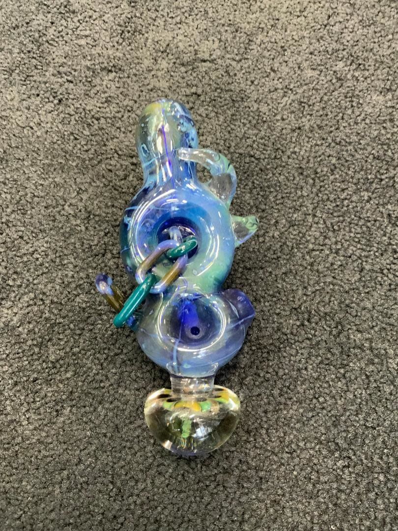 Kevin Beecher Blue Chain In Worm Whole Handpipe