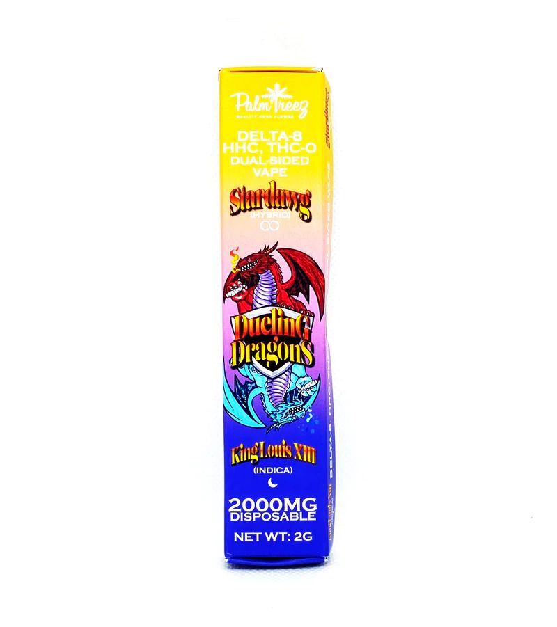 Palm Treez - Dueling Dragons Double-Sided 2000mg Disposable - Delta-8 + HHC + THC-O Stardawg-Hybrid/King Louis XIII-Indica