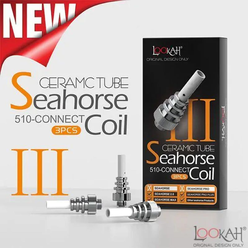 Single (1) Lookah Seahorse Ceramic Tube 510 Thread Coil III