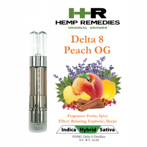 Hemp Remedies Delta 8 1g Cart Peach OG Hybrid