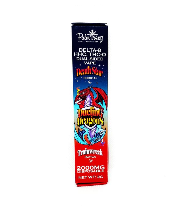 Palm Treez - Dueling Dragons Double-Sided 2000mg Disposable - Delta-8 + HHC + THC-O Death Star- Indica/Trainwreck-Sativa