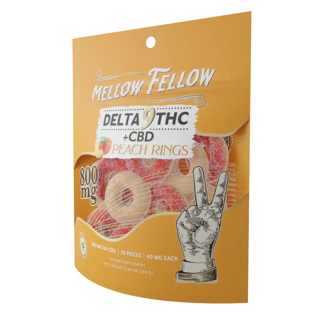 Mellow Fellow D9 800mg Edibles Peach Rings 20pc 40mg each