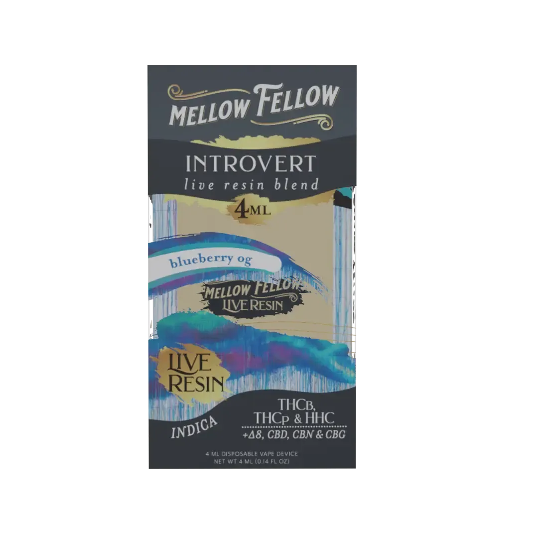 Mellow Fellow Live Resin Introvert Blend 4ml Disposable Vape Blueberry OG Indica