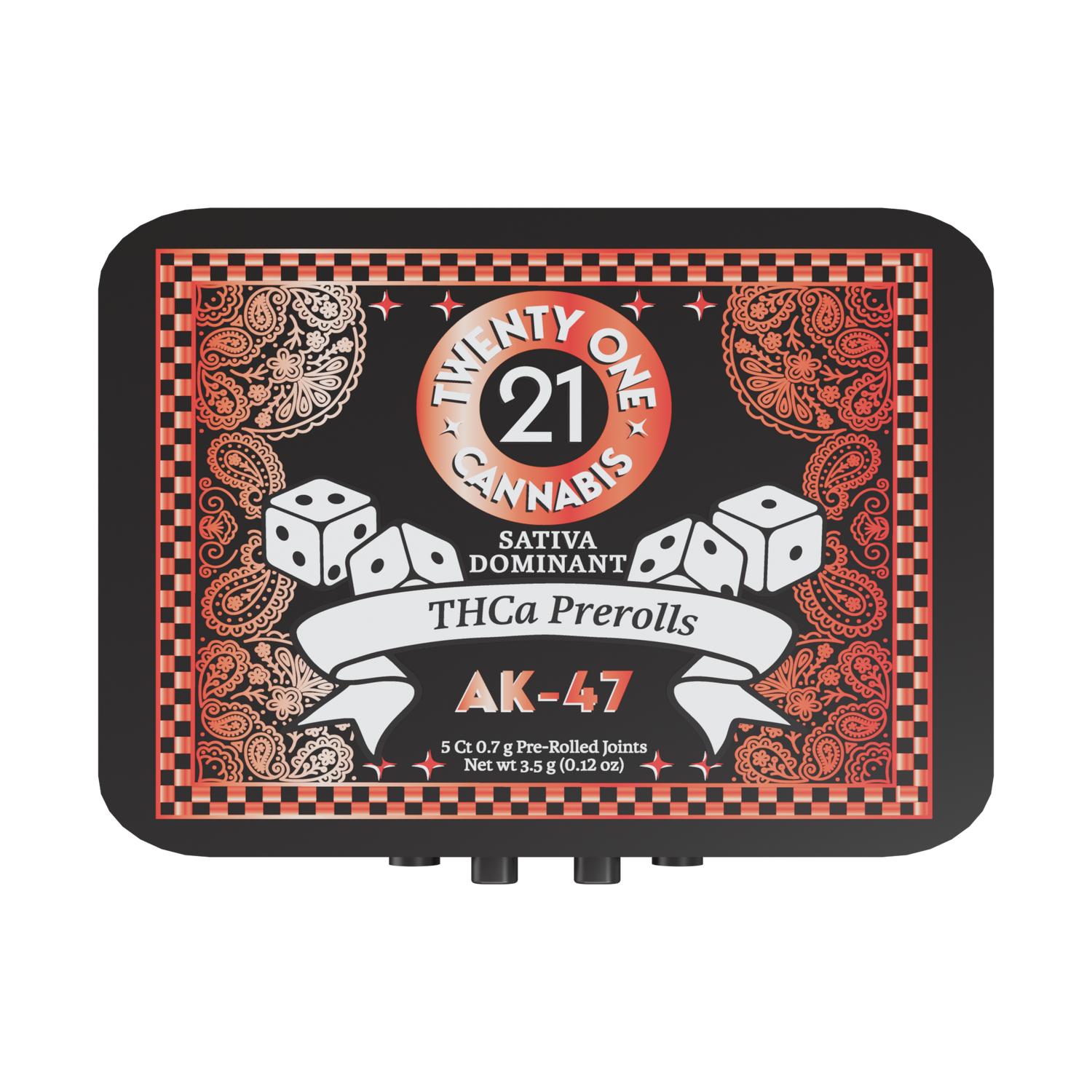 Twenty One Pre Rolls 3.5g THCa AK-47 5 Ct Tin (Sativa Dom)