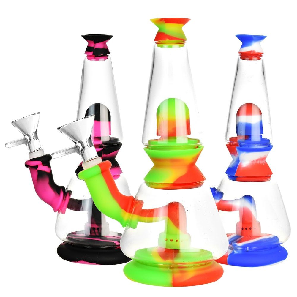 Silicone/Glass Dual Chamber Water Pipe 7.25&quot;