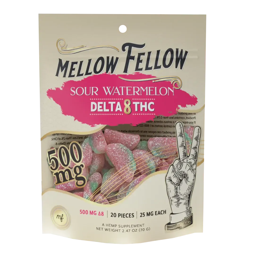 Mellow Fellow - Edibles - 500mg - Delta 8 - Sour Watermelon - 20 Ct