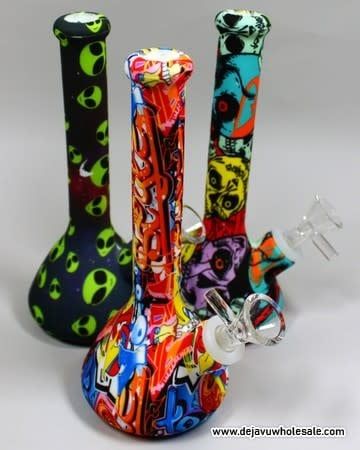 7.5&#39;&#39; Beaker Base Silicone Printed Water Pipe With Bowl