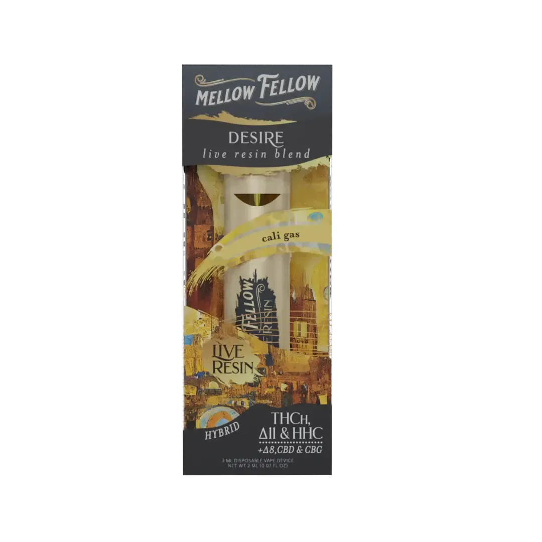 Mellow Fellow Live Resin Desire Blend 2ml Disposable Vape Cali Gas Hybrid