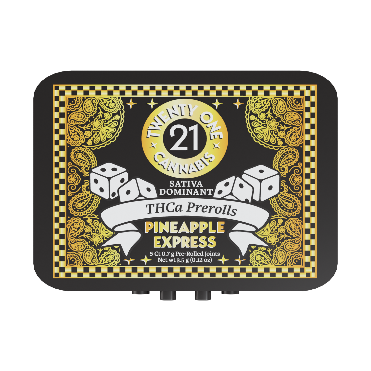 Twenty One Pre Rolls 3.5g THCa Pineapple Express 5 Ct Tin (Sativa Dom)
