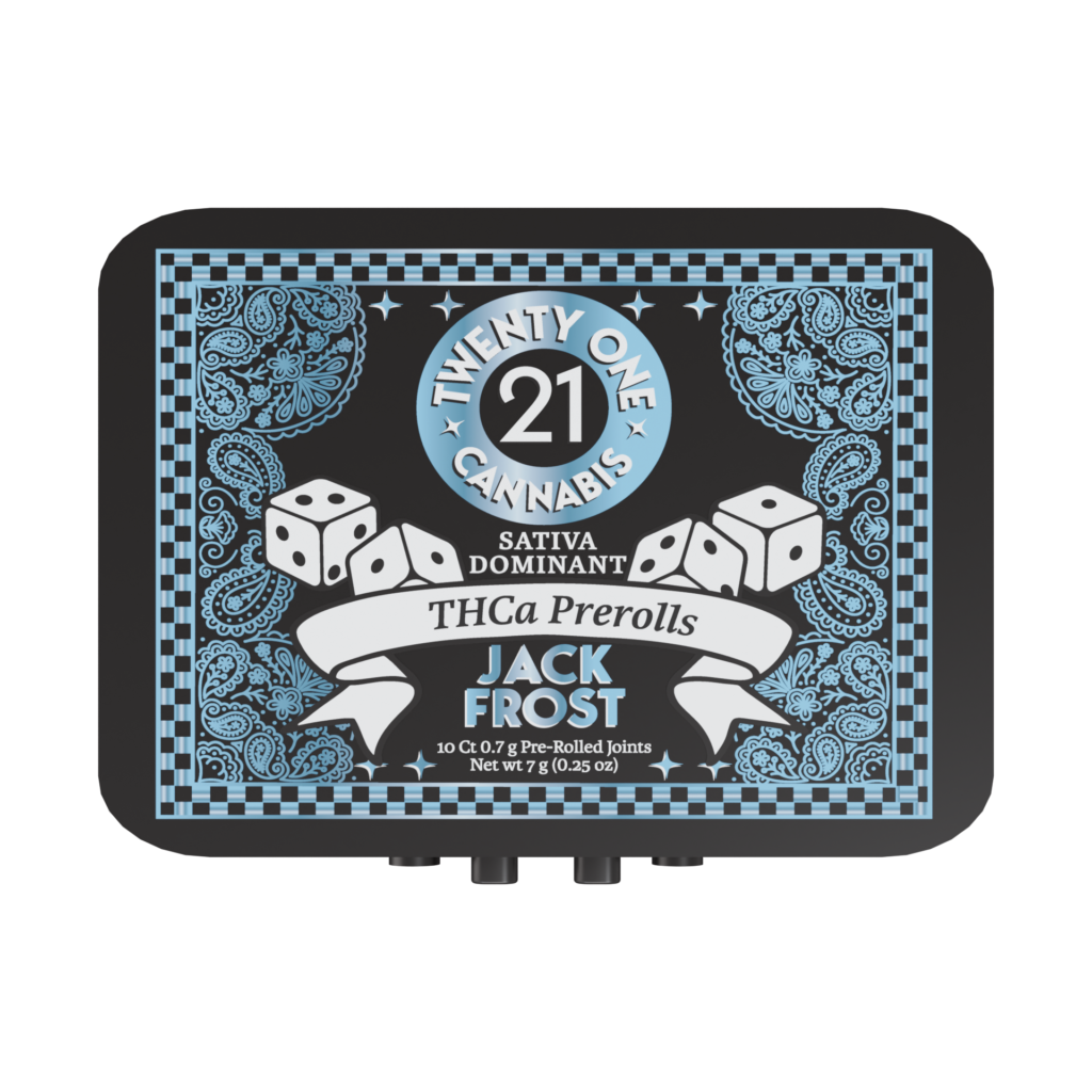 Twenty One Pre Rolls 7g THCa Jack Frost 10 Ct Tin (Sativa Dom)
