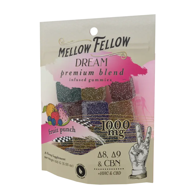 Mellow Fellow M-Fusions Bag 1000mg Dream Blend Fruit Punch 20 Cnt