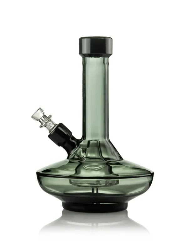 GRAV SMALL WIDE BASE WATER PIPE IN SMOKE WITH BLACK ACCENTS