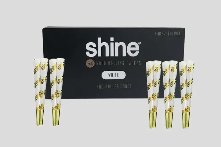 Shine King Size White 24K Gold Pre Rolled Cones 10PK