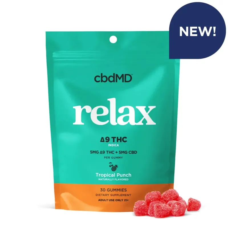 CBDMD Delta 9 THC Relax Gummies 2PK Tropical Punch