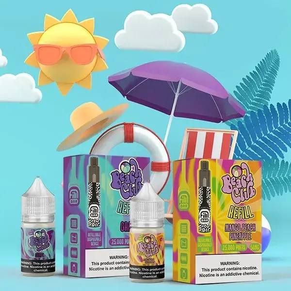 Beach Club Fill Bar Strawberry Banana Smoothie 50mg Refillable Disposable Device