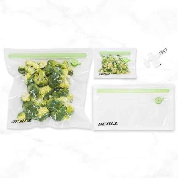 Sealz Reusable Vacuum Powered Pouches Green