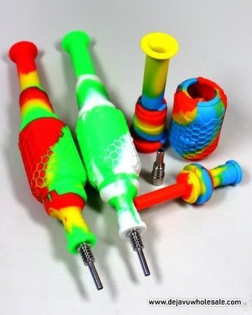 8&#39;&#39; Long Silicone Honey Comb Printed Water Nectar Collector With 14mm Tip