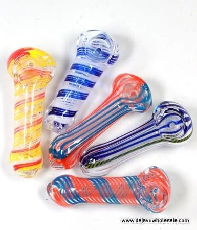 2.5&quot; - 3.5&quot; Multicolor Ribbon Glass Hand Pipe