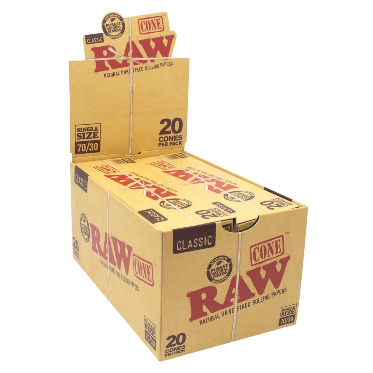 RAW Classic Pre Rolled Cone 70mm/30mm 20Ct Box