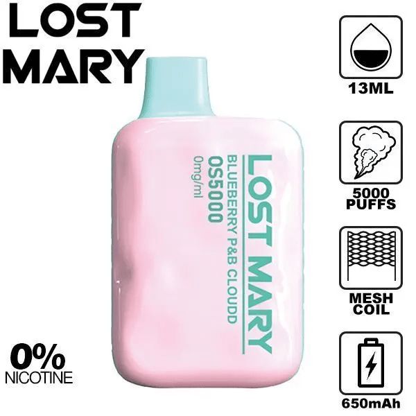 Lost Mary Blueberry P&amp;B Cloudd Rechargeable Disposable 5000 puffs Zero Nicotine