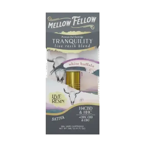 Mellow Fellow Live Resin Tranquility Blend 2ml Cartridge White Buffalo Sativa