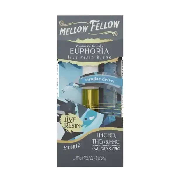Mellow Fellow Live Resin Euphoria Blend 2ml Cartridge Sundae Driver Hybrid