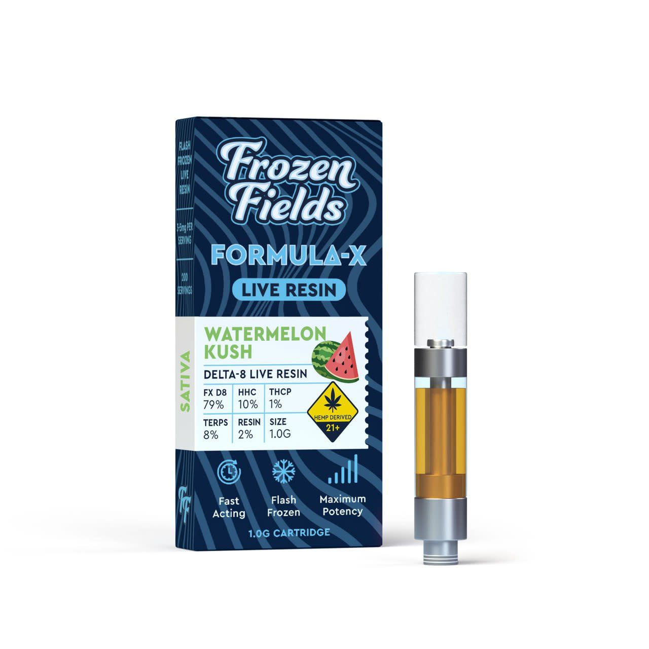Frozen Fields - Formula-X - Cartridge - D8 Live Resin - 1 G Watermelon Kush