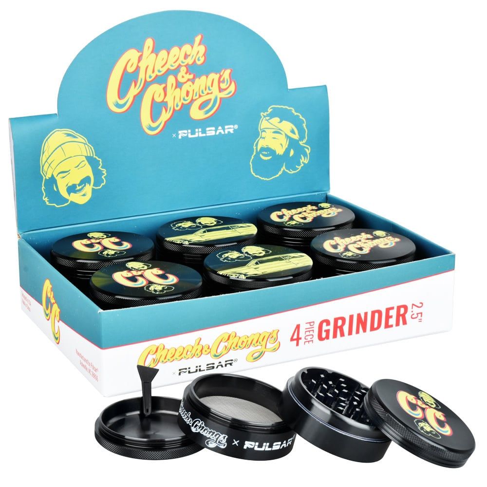 Cheech &amp; Chong&#39;s x Pulsar Metal Grinder Black 4pc 2.5&quot;