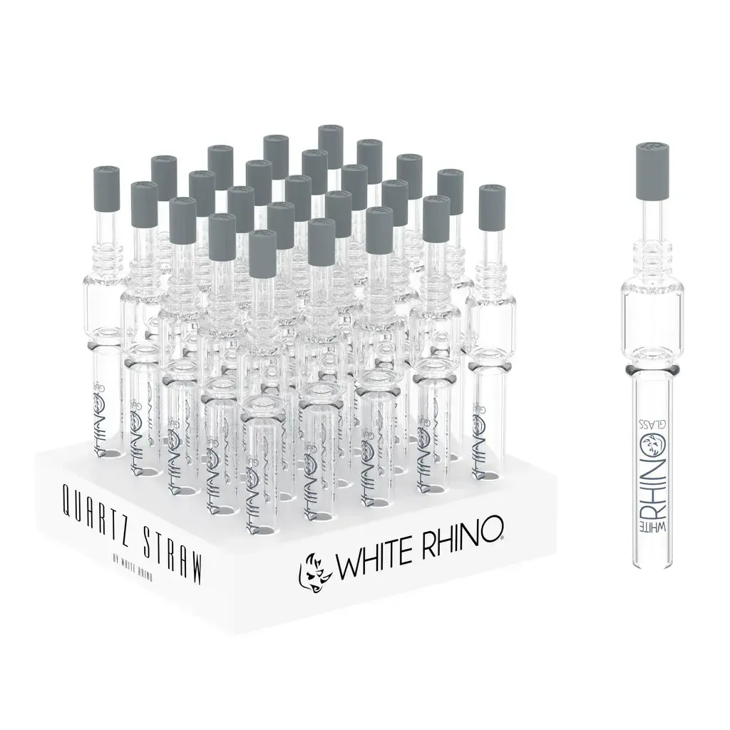 White Rhino Quartz Glass Dab Straw V4