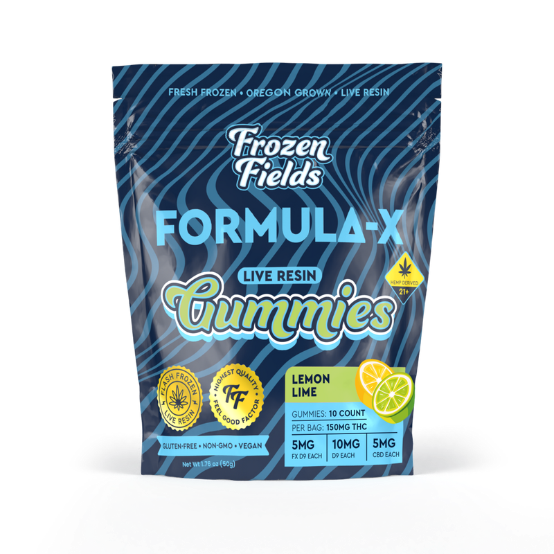 Frozen Fields - Delta 9 + Formula-X - Gummies - Live Resin - 150 MG 10 Ct Lemon Lime