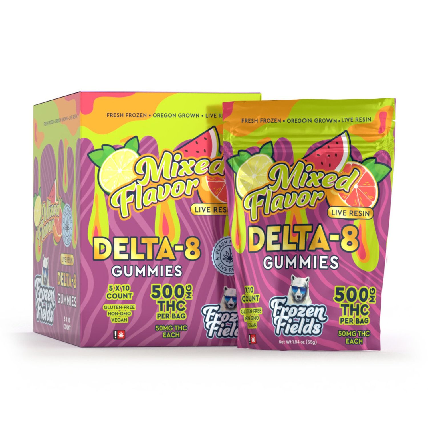 Frozen Fields - D8 - Gummies - Live Resin - 500 MG