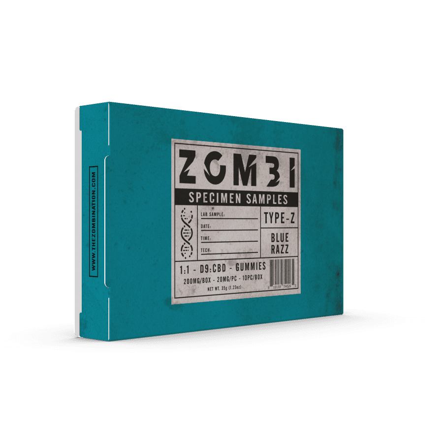 Zombi Edibles 200mg D9 Blue Razz 20mg Per Piece