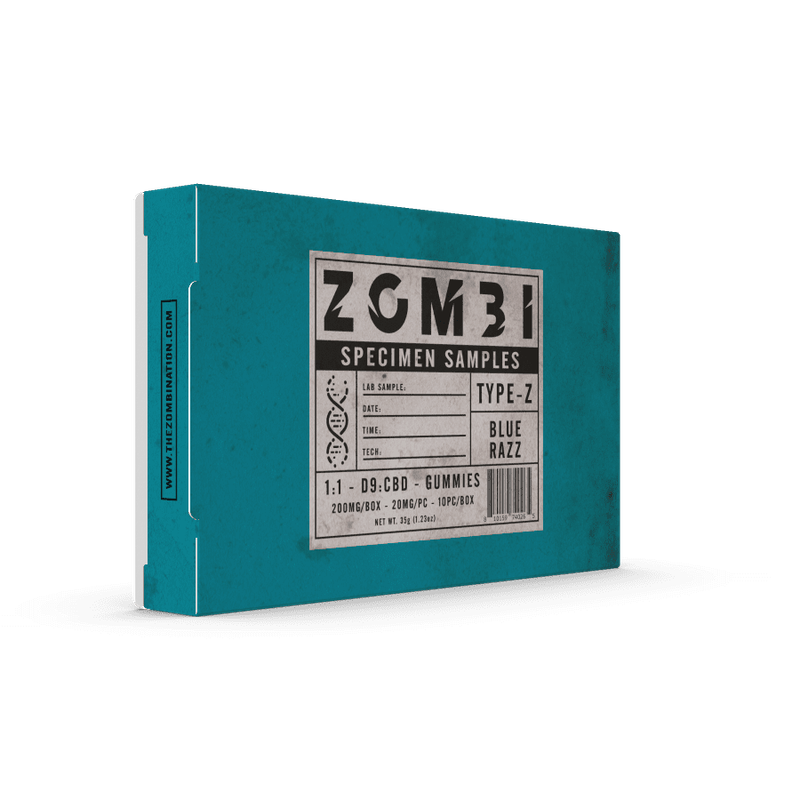 Zombi Edibles 200mg D9 Blue Razz 20mg Per Piece