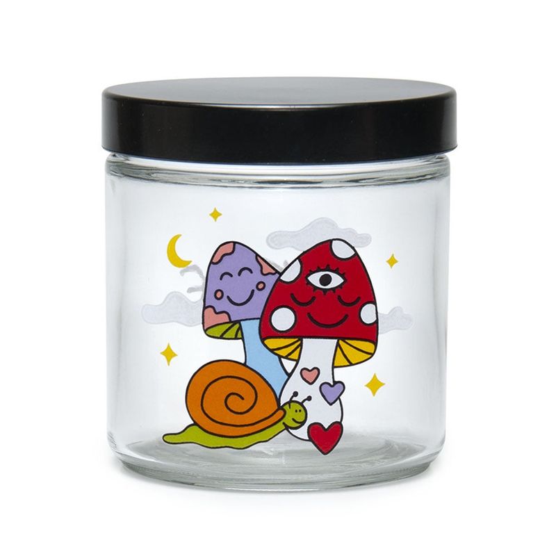 Pulsar 420 Jars x Wokeface Clear Screw Top Woke Cosmic Mushroom