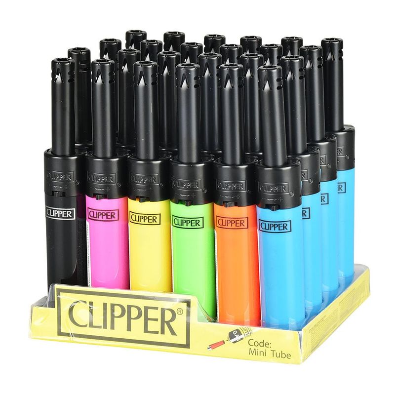 Clipper Mini Tube Lighter Fluorescent Assorted Colors