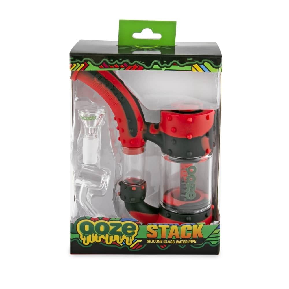 Ooze Stack Pipe Silicone Bubbler Black Red
