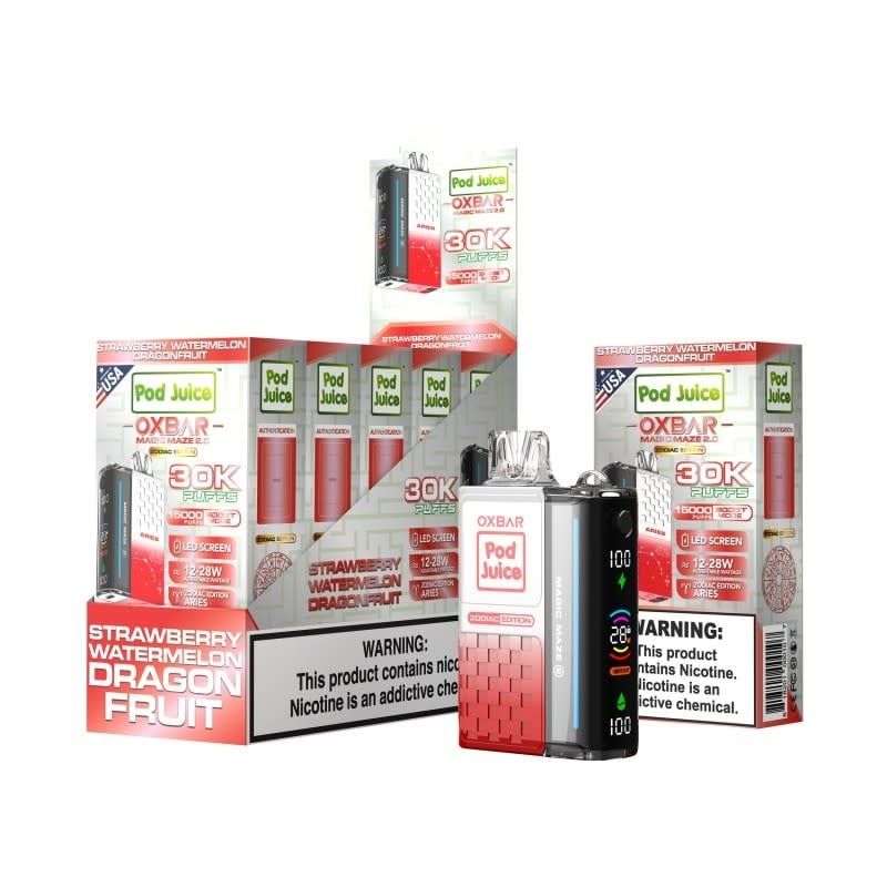 OXBAR X POD JUICE MAGIC MAZE 2 – 30000 PUFFS – VAPE DISPOSABLE Strawberry Watermelon Dragon Fruit