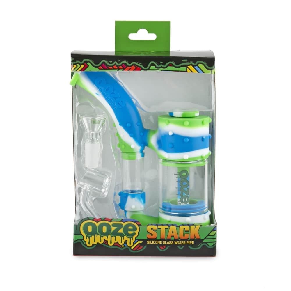 Ooze Stack Pipe Silicone Bubbler Blue White Green