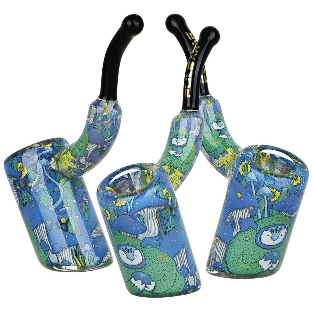 Pulsar Inside Print Bent Sherlock Glass Hand Pipe Remembering How To Listen 4&quot;
