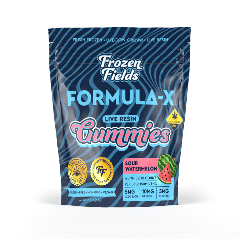 Frozen Fields - Delta 9 + Formula-X - Gummies - Live Resin - 150 MG 10 Ct Sour Watermelon