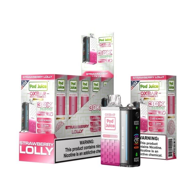 OXBAR X POD JUICE MAGIC MAZE 2 – 30000 PUFFS – VAPE DISPOSABLE Strawberry Lolly