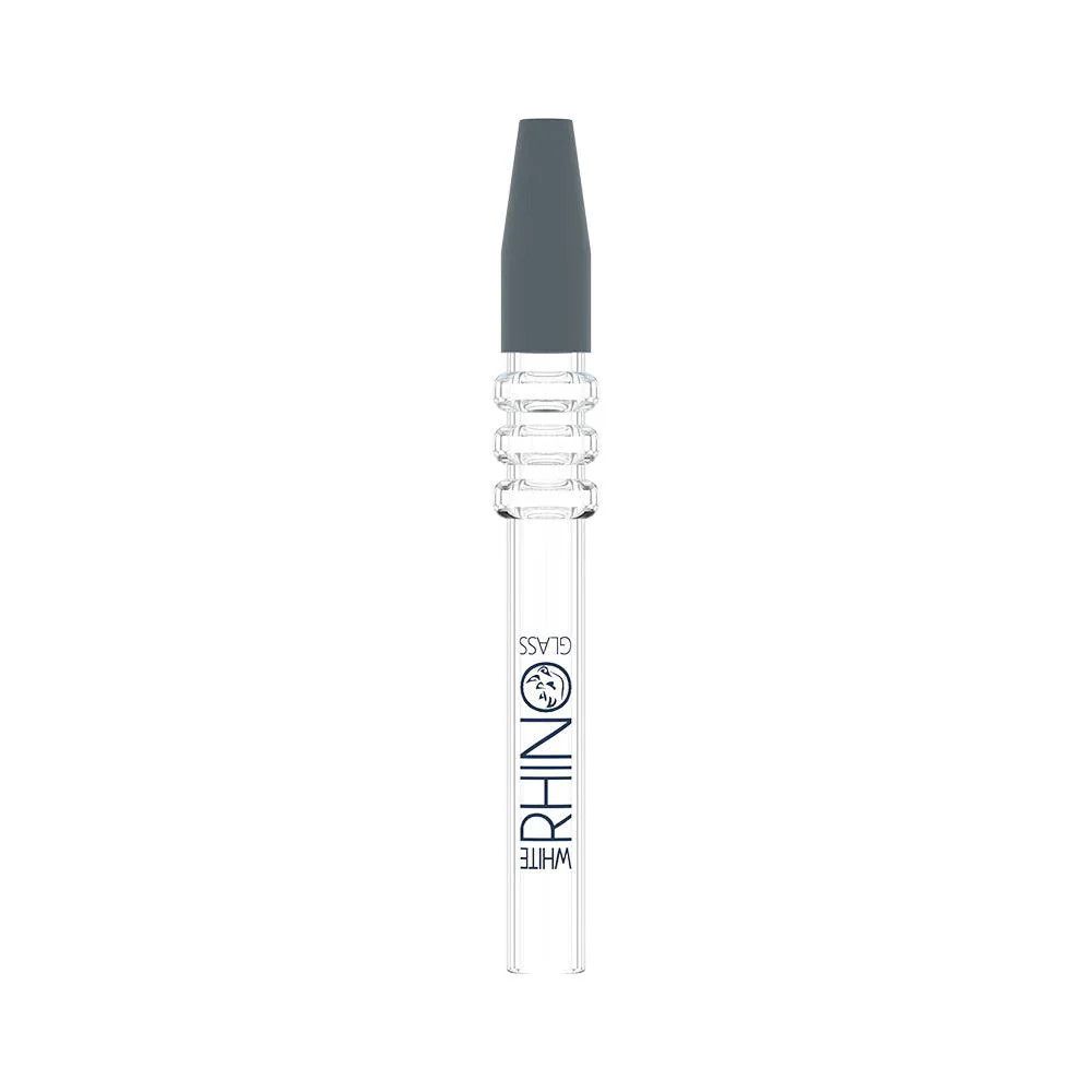 White Rhino Quartz V2 Glass Straw With Silicone Cap