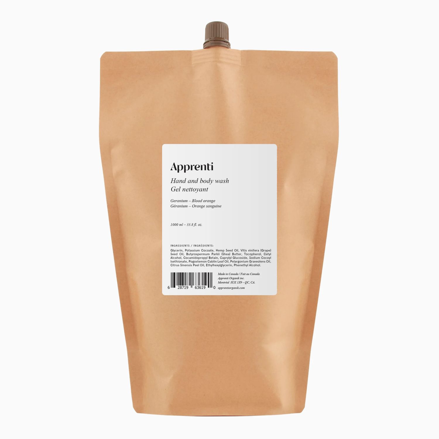 Recharge 1K Gel thérapeutique ultra-hydratant Géranium &amp; Orange Sanguine (Qc)
