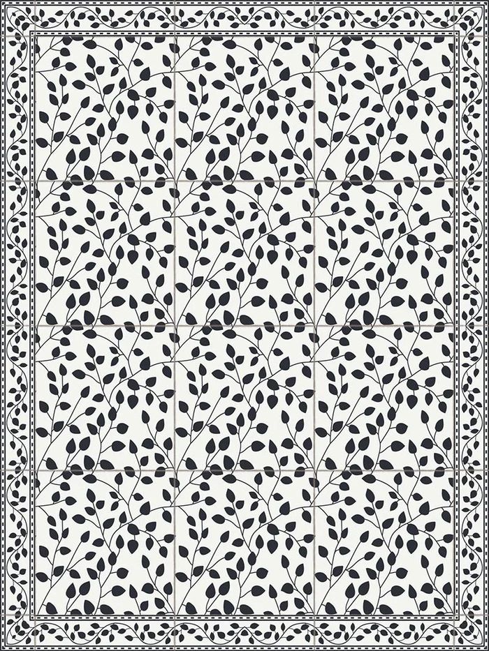 Tapis en vinyl Feuilles noires (60X80cm) = 23.6&quot; x 31.5&quot; (1.9&#39; x 2.6&#39;)