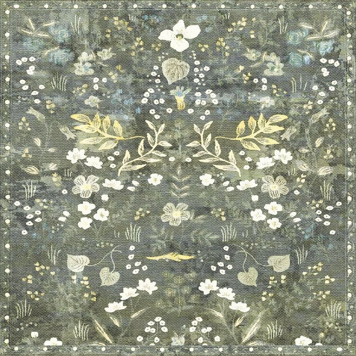 Tapis en vinyl Fleur de lune vert (80x200) 31.5&#39;&#39;x78.7 (2.6&#39;x6.5&#39;)