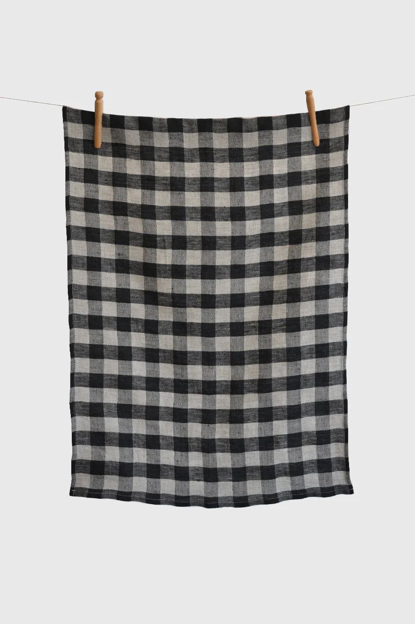 Essuie vaisselle 100% lin - motif à carreaux